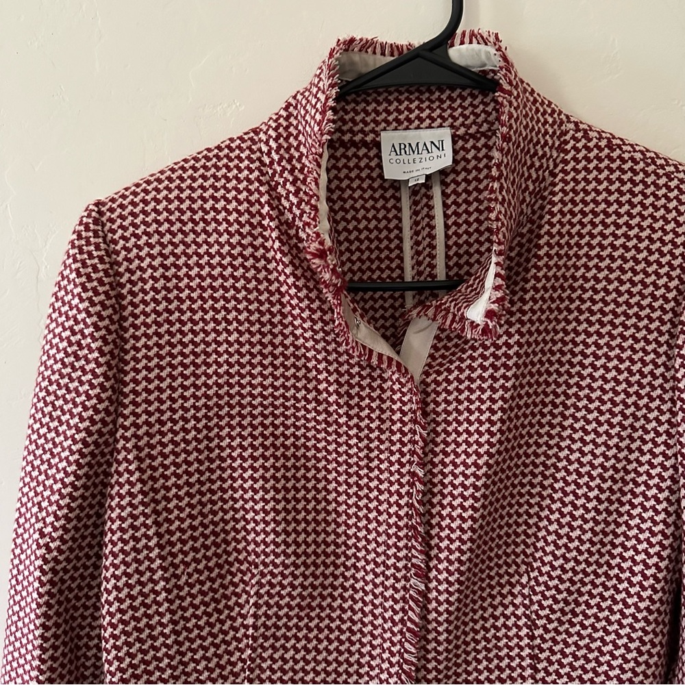 Armani Collezioni Houndstooth Virgin Wool Tweed Academia Blazer